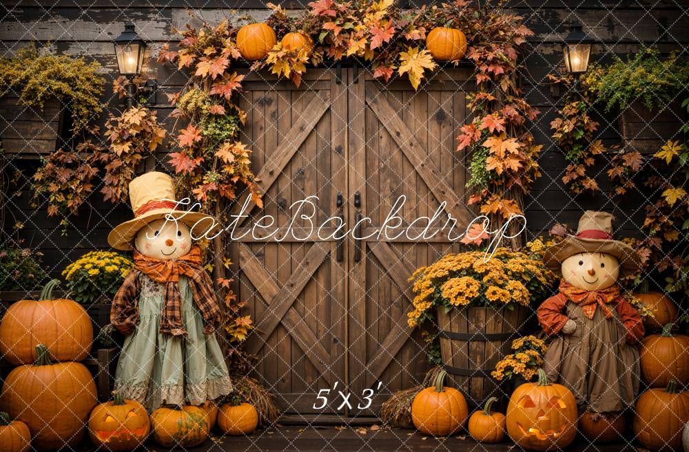 Kate Halloween Citrouille Épouvantail Porte Toile de fond conçue par Emetselch - Kate Backdrop FR