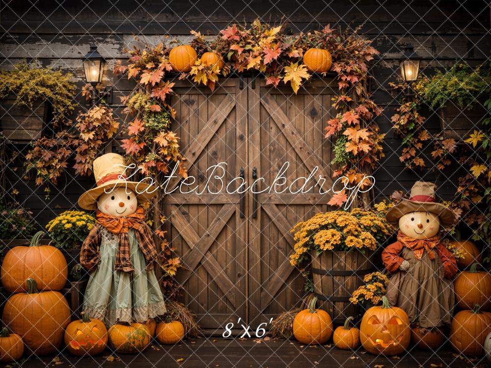 Kate Halloween Citrouille Épouvantail Porte Toile de fond conçue par Emetselch - Kate Backdrop FR