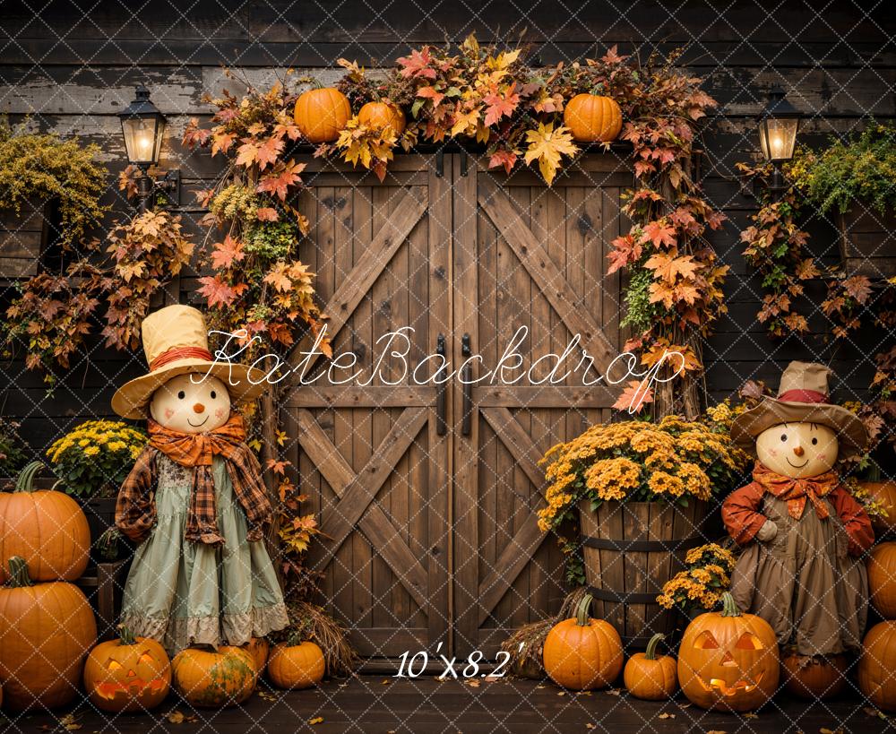 Kate Halloween Citrouille Épouvantail Porte Toile de fond conçue par Emetselch - Kate Backdrop FR