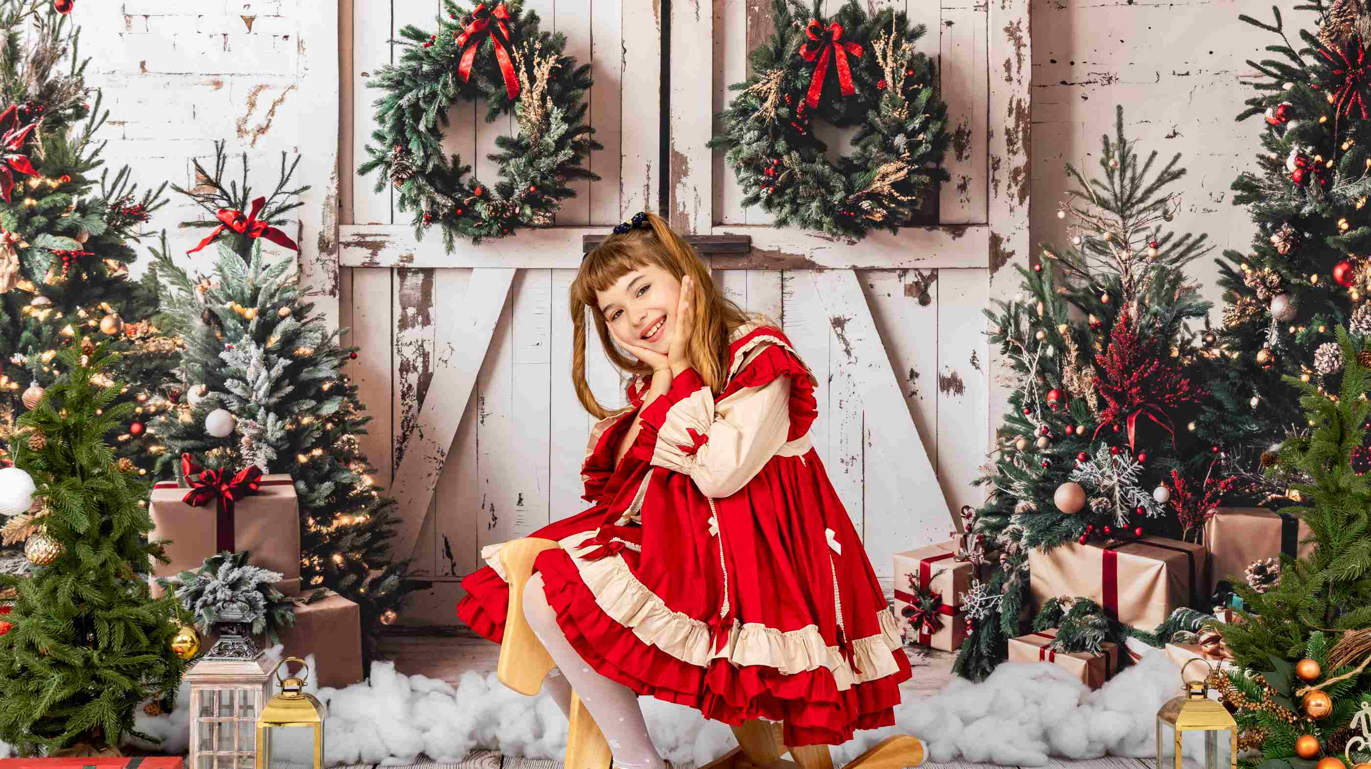 Kate Noël Blanc Porte Minable Cadeaux Toile de fond conçue par Emetselch - Kate Backdrop FR