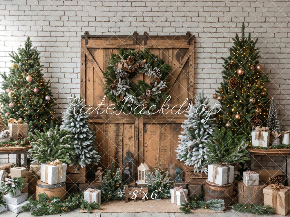Offres Éclair #1 Kate Sapin de Noël Porte en bois Brun Grange Toile de fond conçue par Emetselch - Kate Backdrop FR