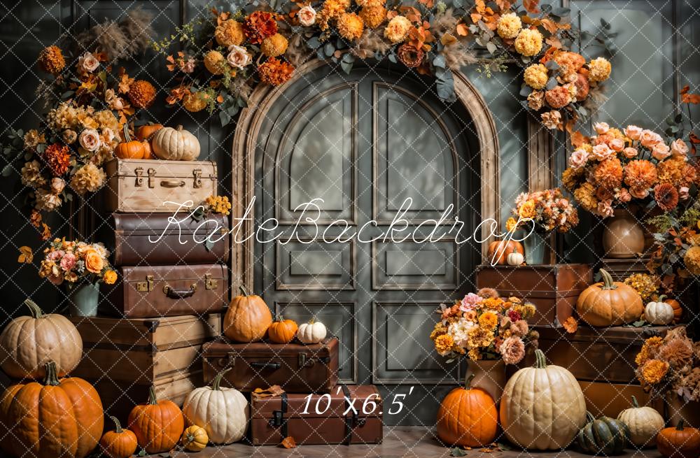 Kate Automne Fleurs Citrouille Porte Valises Toile de fond conçue par Emetselch - Kate Backdrop FR