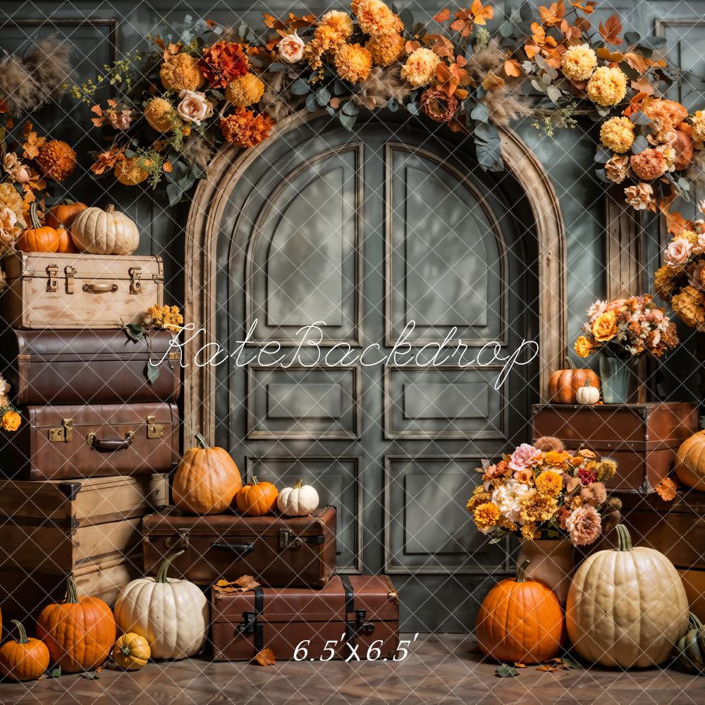 Kate Automne Fleurs Citrouille Porte Valises Toile de fond conçue par Emetselch - Kate Backdrop FR