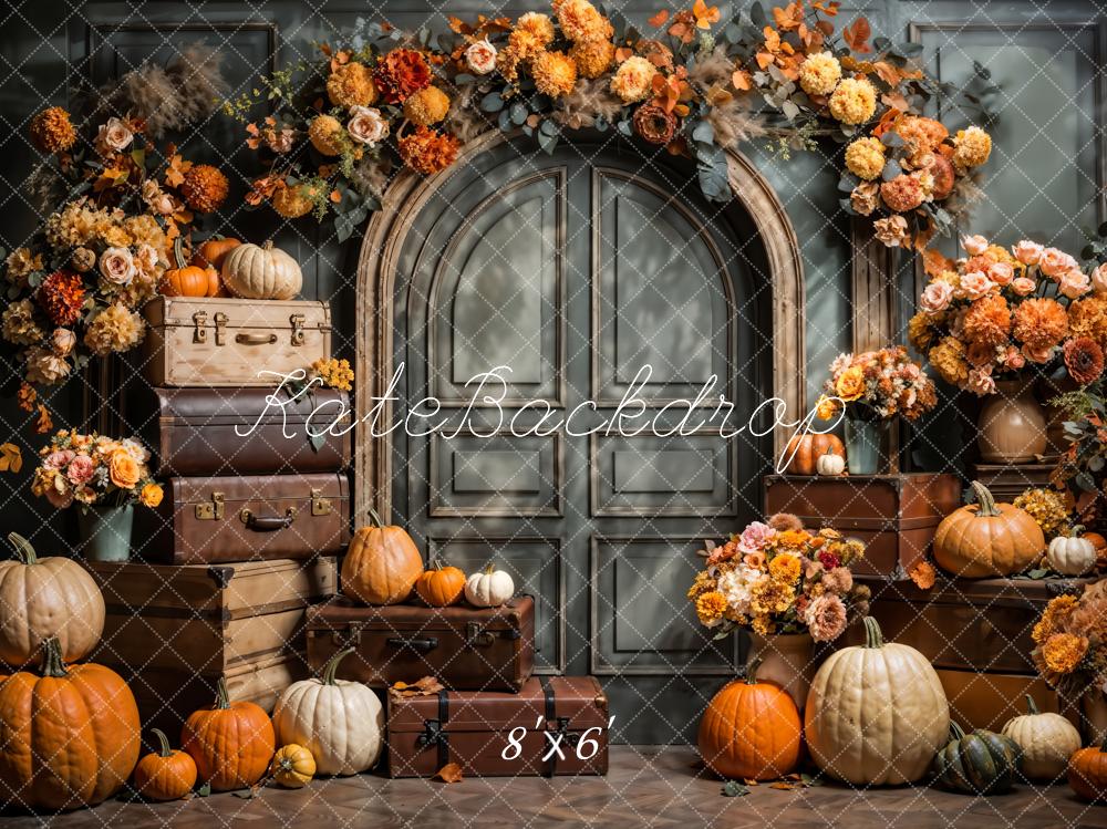 Kate Automne Fleurs Citrouille Porte Valises Toile de fond conçue par Emetselch - Kate Backdrop FR