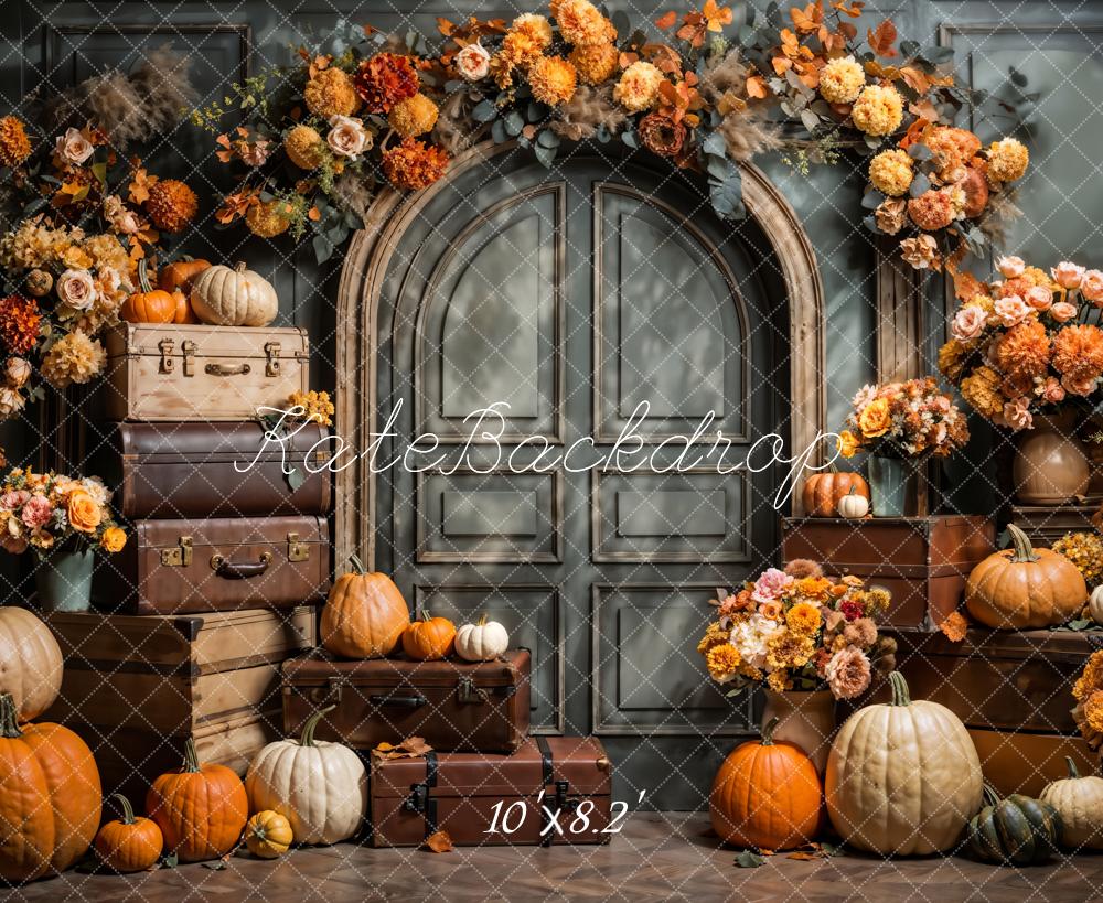 Kate Automne Fleurs Citrouille Porte Valises Toile de fond conçue par Emetselch - Kate Backdrop FR