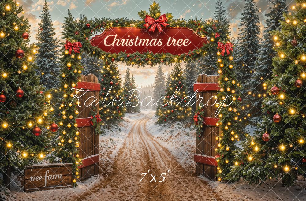 Kate Sapin de Noël Ferme Porte Lumière Toile de fond conçue par Emetselch - Kate Backdrop FR