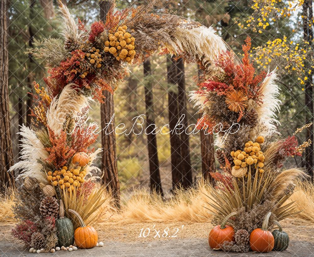 GROUPE VIP - Kate Automne Bohème Forêt Citrouille Arche Toile de fond conçue par Emetselch - Kate Backdrop FR