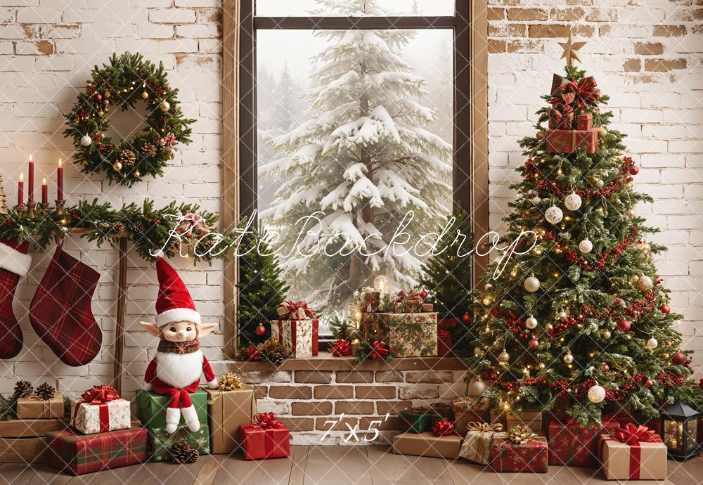 Kate Fée de Noël Fenêtre Mur de briques Toile de fond conçue par Emetselch - Kate Backdrop FR