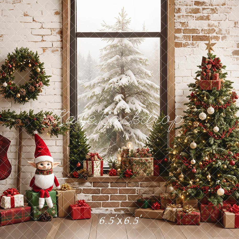 Kate Fée de Noël Fenêtre Mur de briques Toile de fond conçue par Emetselch - Kate Backdrop FR