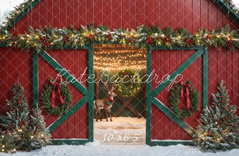 Kate Noël Wapiti Rouge et Vert Grange Lumière Toile de fond conçue par Emetselch - Kate Backdrop FR
