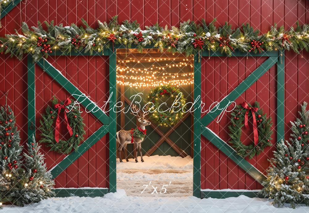 Kate Noël Wapiti Rouge et Vert Grange Lumière Toile de fond conçue par Emetselch - Kate Backdrop FR