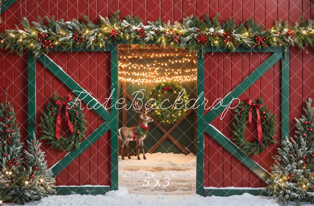 Kate Noël Wapiti Rouge et Vert Grange Lumière Toile de fond conçue par Emetselch - Kate Backdrop FR