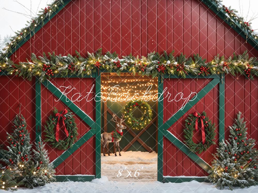 Kate Noël Wapiti Rouge et Vert Grange Lumière Toile de fond conçue par Emetselch - Kate Backdrop FR