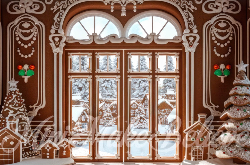 GROUPE VIP - Kate Pain d'épice Intérieur Portes doubles Noël Toile de fond conçue par Mini MakeBelieve - Kate Backdrop FR