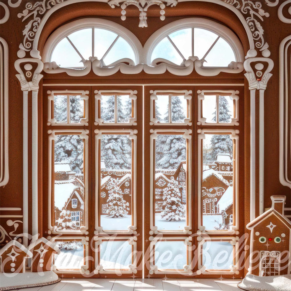GROUPE VIP - Kate Pain d'épice Intérieur Portes doubles Noël Toile de fond conçue par Mini MakeBelieve - Kate Backdrop FR