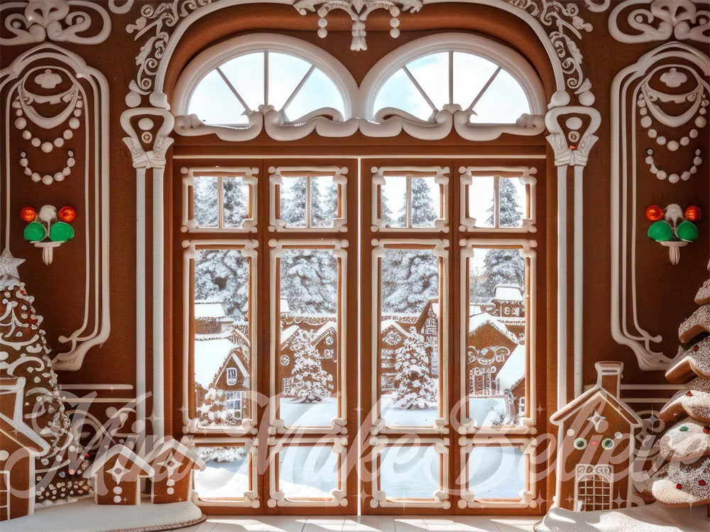 GROUPE VIP - Kate Pain d'épice Intérieur Portes doubles Noël Toile de fond conçue par Mini MakeBelieve - Kate Backdrop FR