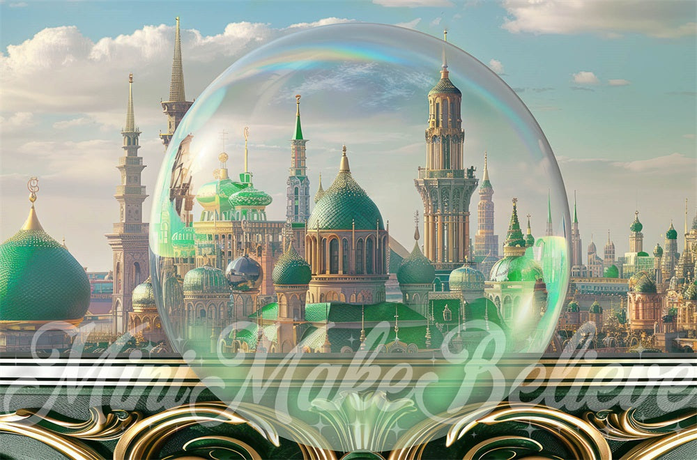 Kate Méchant Bulle Balcon Vert Rétro Château Toile de fond conçue par Mini MakeBelieve - Kate Backdrop FR