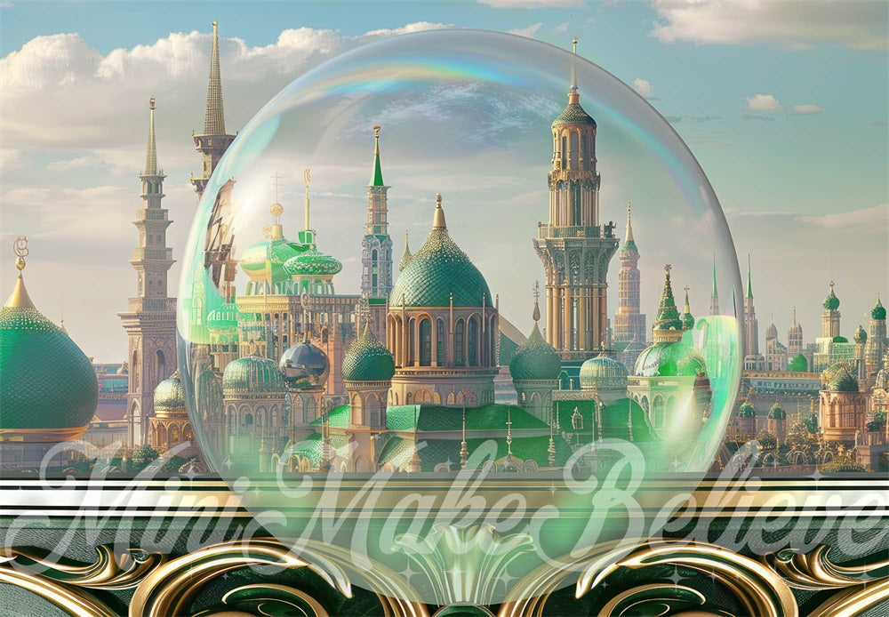 Kate Méchant Bulle Balcon Vert Rétro Château Toile de fond conçue par Mini MakeBelieve - Kate Backdrop FR