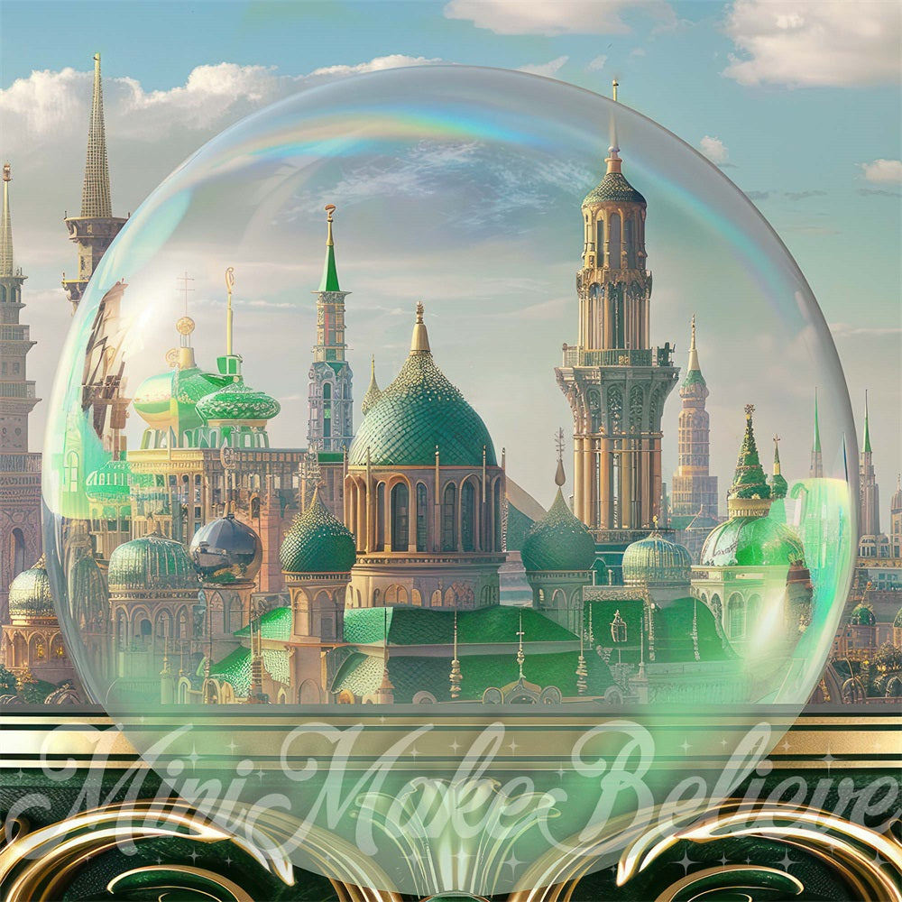 Kate Méchant Bulle Balcon Vert Rétro Château Toile de fond conçue par Mini MakeBelieve - Kate Backdrop FR