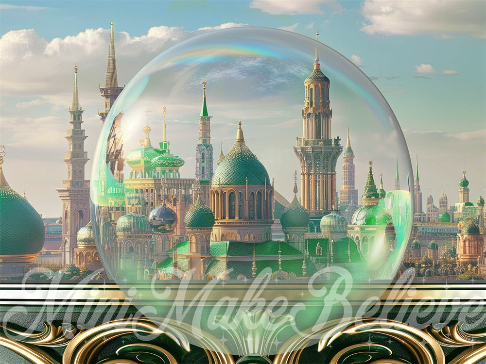 Kate Méchant Bulle Balcon Vert Rétro Château Toile de fond conçue par Mini MakeBelieve - Kate Backdrop FR