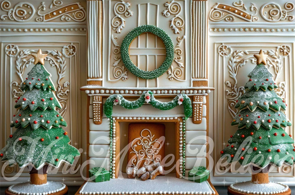 Kate Noël Salle de pain d'épice Cheminée Toile de fond conçue par Mini MakeBelieve - Kate Backdrop FR