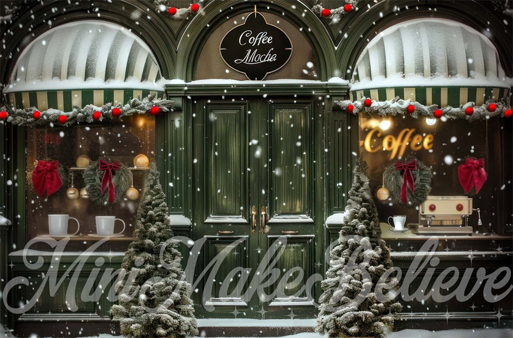 Kate Noël Rue Vert Rétro Magasin de café Toile de fond conçue par Mini MakeBelieve - Kate Backdrop FR