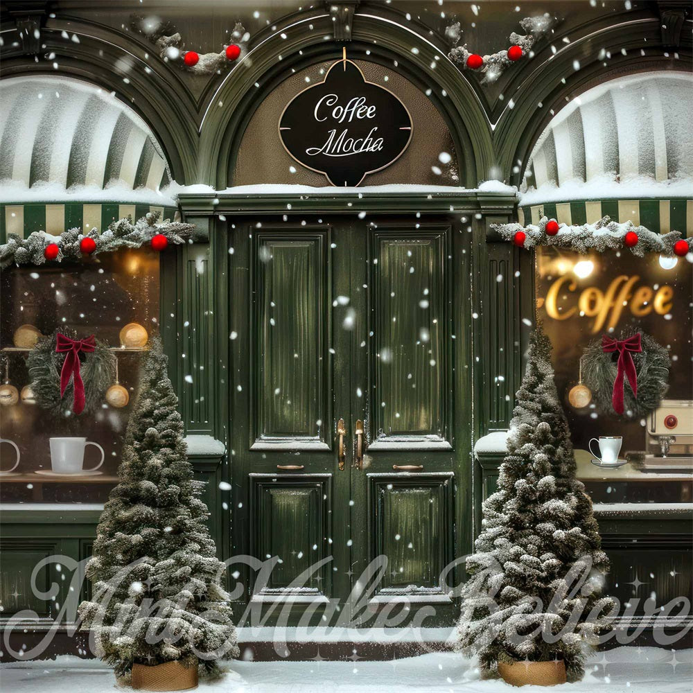 Kate Noël Rue Vert Rétro Magasin de café Toile de fond conçue par Mini MakeBelieve - Kate Backdrop FR