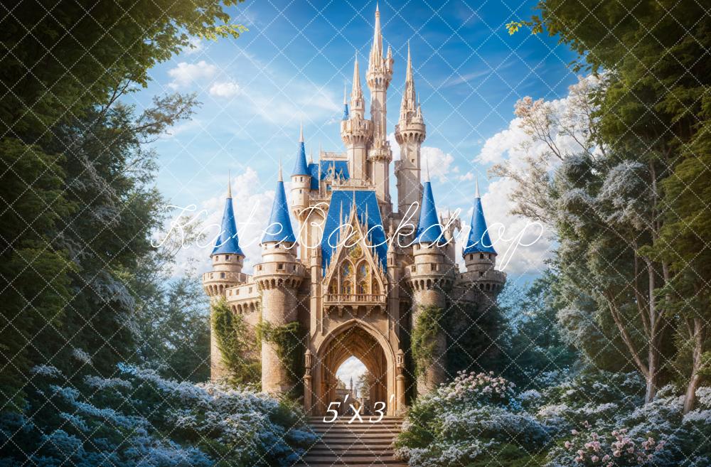 Kate Fantaisie Forêt Grand Château Fleurs Toile de fond conçue par Chain Photographie - Kate Backdrop FR