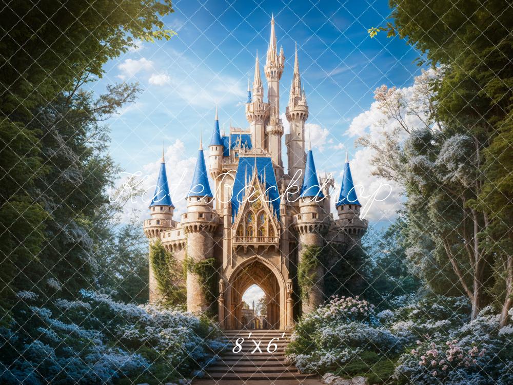 Kate Fantaisie Forêt Grand Château Fleurs Toile de fond conçue par Chain Photographie - Kate Backdrop FR