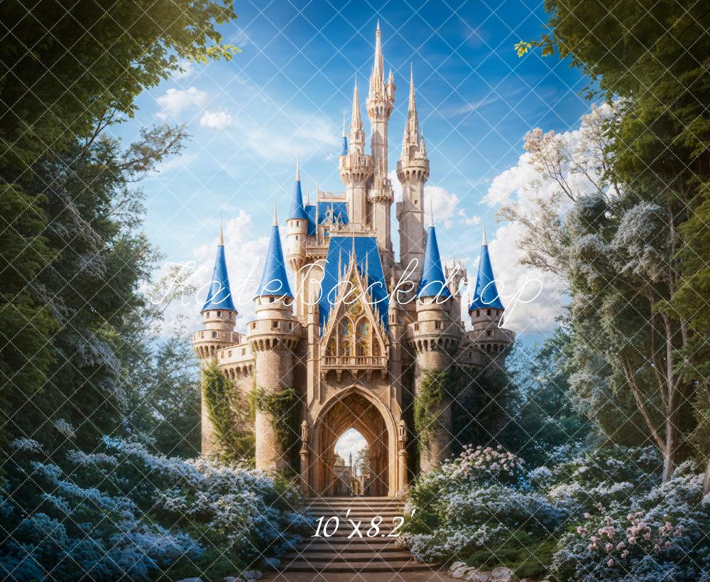 Kate Fantaisie Forêt Grand Château Fleurs Toile de fond conçue par Chain Photographie - Kate Backdrop FR