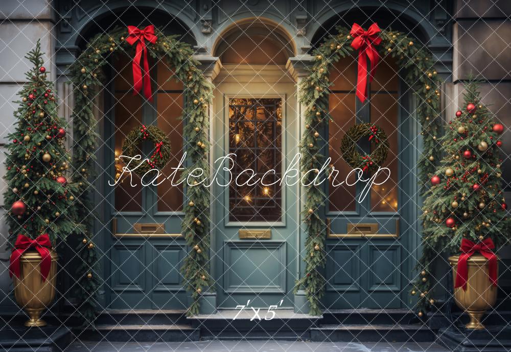 Kate Noël Ancien Bleu Fenêtre Magasin Extérieur Toile de fond conçue par Emetselch - Kate Backdrop FR