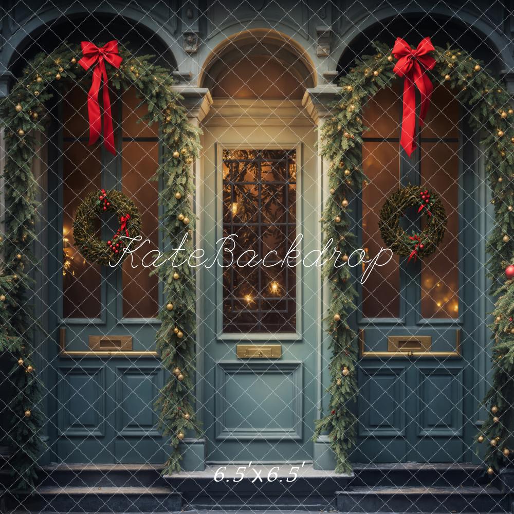 Kate Noël Ancien Bleu Fenêtre Magasin Extérieur Toile de fond conçue par Emetselch - Kate Backdrop FR