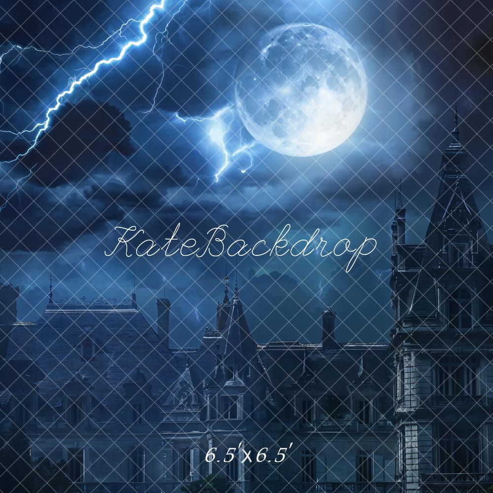 Kate Halloween Nuit Foudre Lune Château Toile de fond conçue par Chain Photographie - Kate Backdrop FR