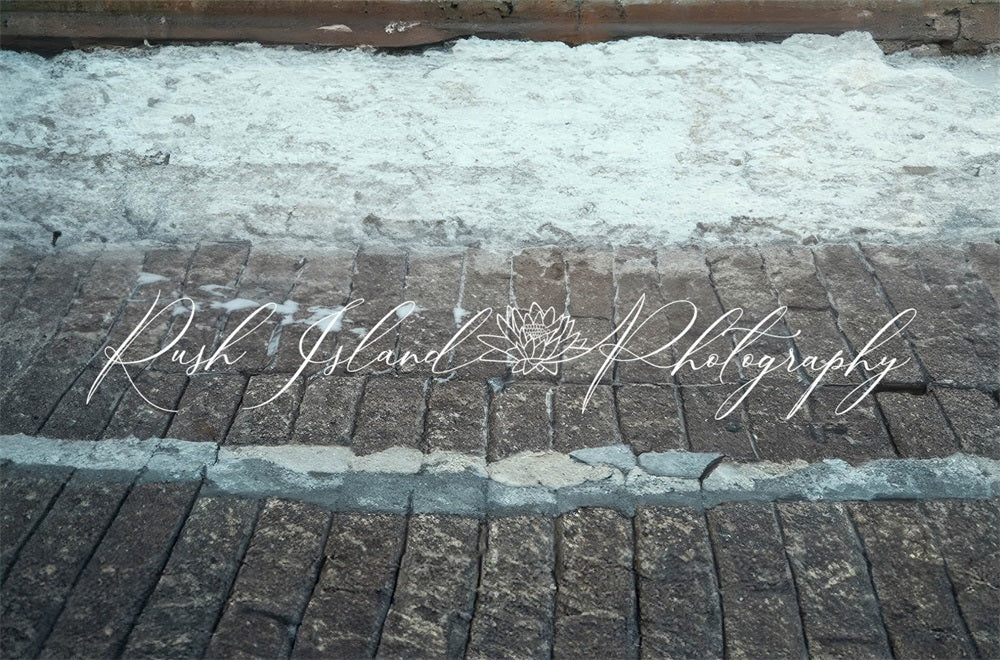 Kate Hiver Neige Carrelage Sombre Sol Toile de fond conçue par Laura Bybee - Kate Backdrop FR