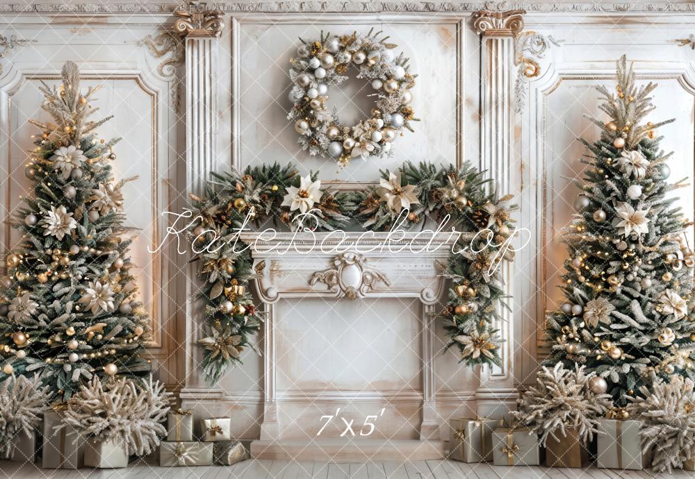Kate Noël Blanc Marbre Cheminée Rétro Toile de fond conçue par Emetselch - Kate Backdrop FR