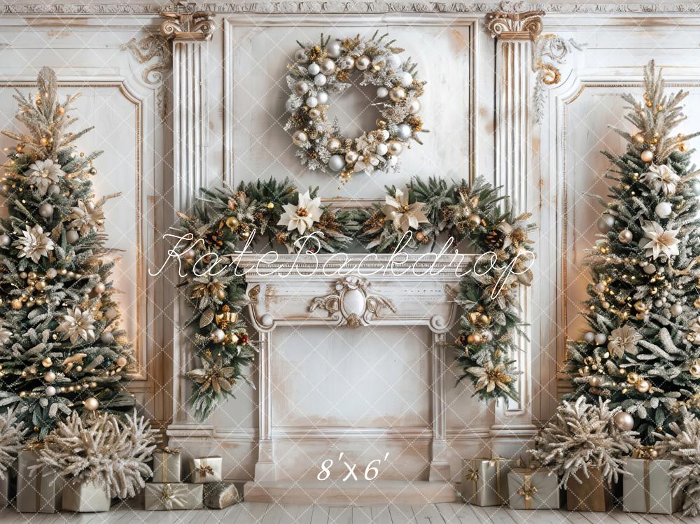 Kate Noël Blanc Marbre Cheminée Rétro Toile de fond conçue par Emetselch - Kate Backdrop FR