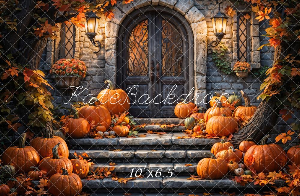 Kate Automne Halloween Citrouille Porte Toile de fond conçue par Chain Photographie - Kate Backdrop FR