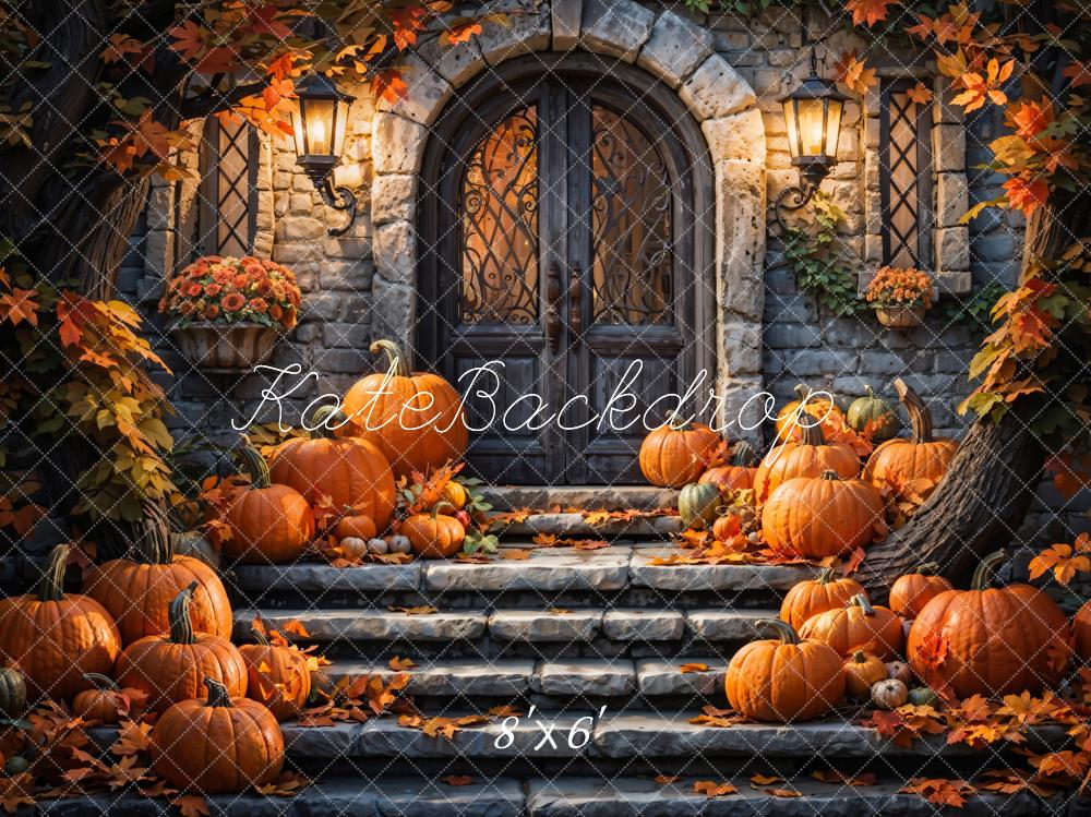 Kate Automne Halloween Citrouille Porte Toile de fond conçue par Chain Photographie - Kate Backdrop FR
