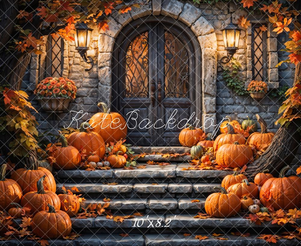 Kate Automne Halloween Citrouille Porte Toile de fond conçue par Chain Photographie - Kate Backdrop FR