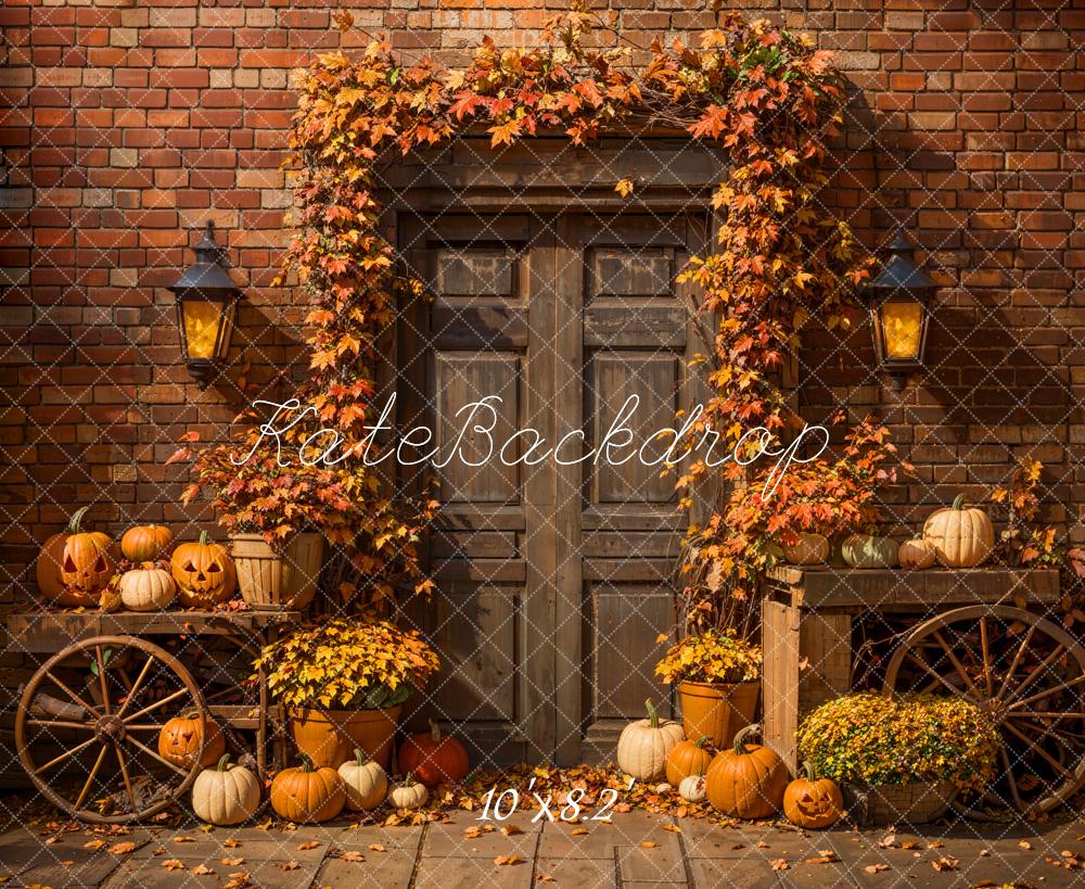 Kate Automne Halloween Feuille d'érable Porte Toile de fond conçue par Emetselch - Kate Backdrop FR