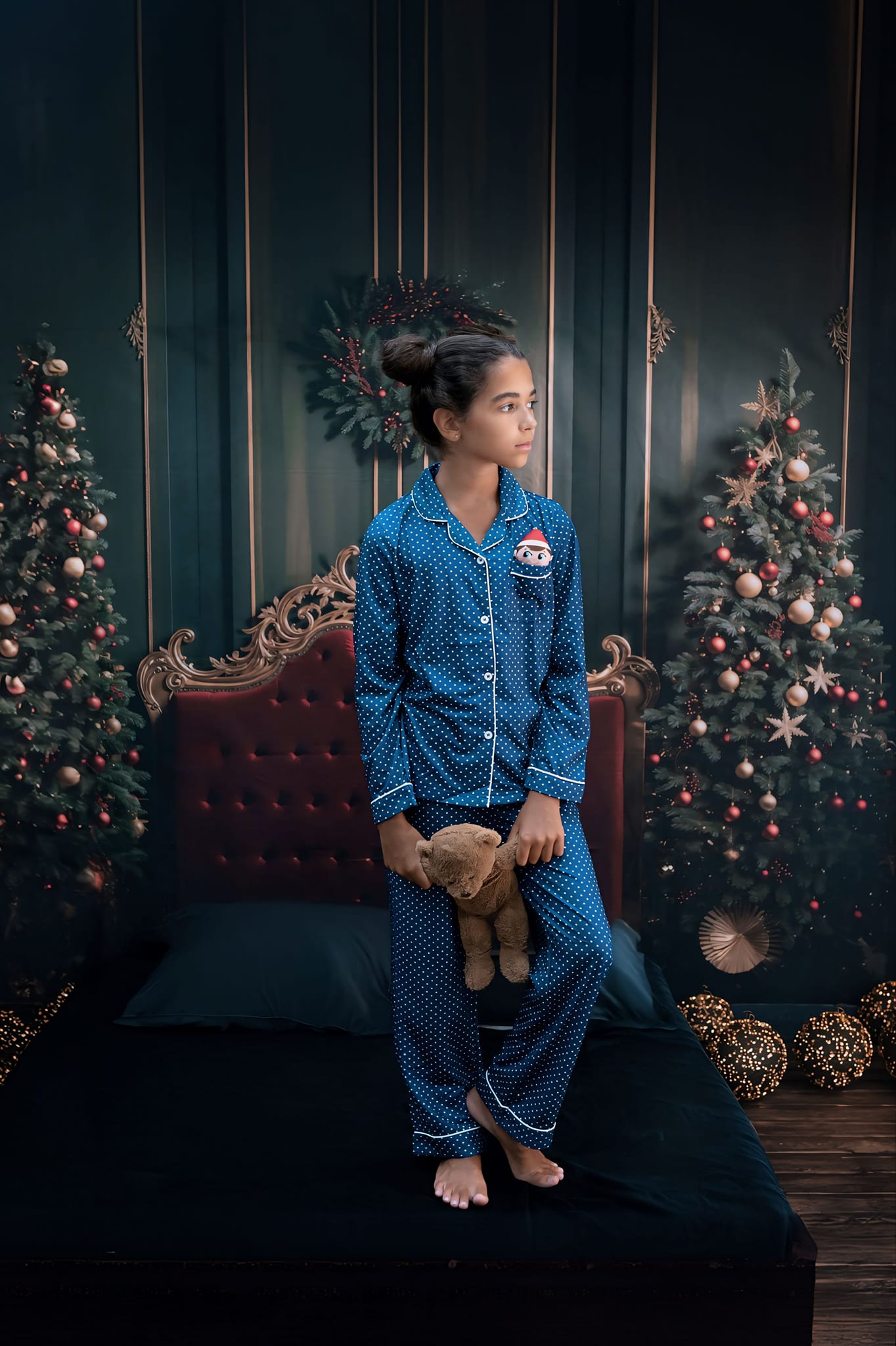 Kate Sapin de Noël Tête de lit Vert foncé Mur Rétro Toile de fond conçue par Emetselch - Kate Backdrop FR