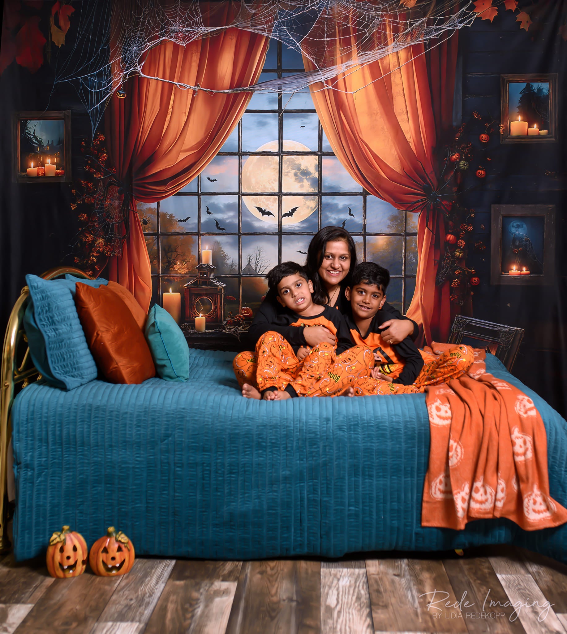 Kate Halloween Nuit Chauve-souris Lune Fenêtre Toile de fond conçue par Emetselch - Kate Backdrop FR