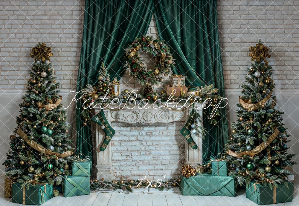 Kate Sapin de Noël Rétro Cheminée en brique Toile de fond conçue par Chain Photographie - Kate Backdrop FR