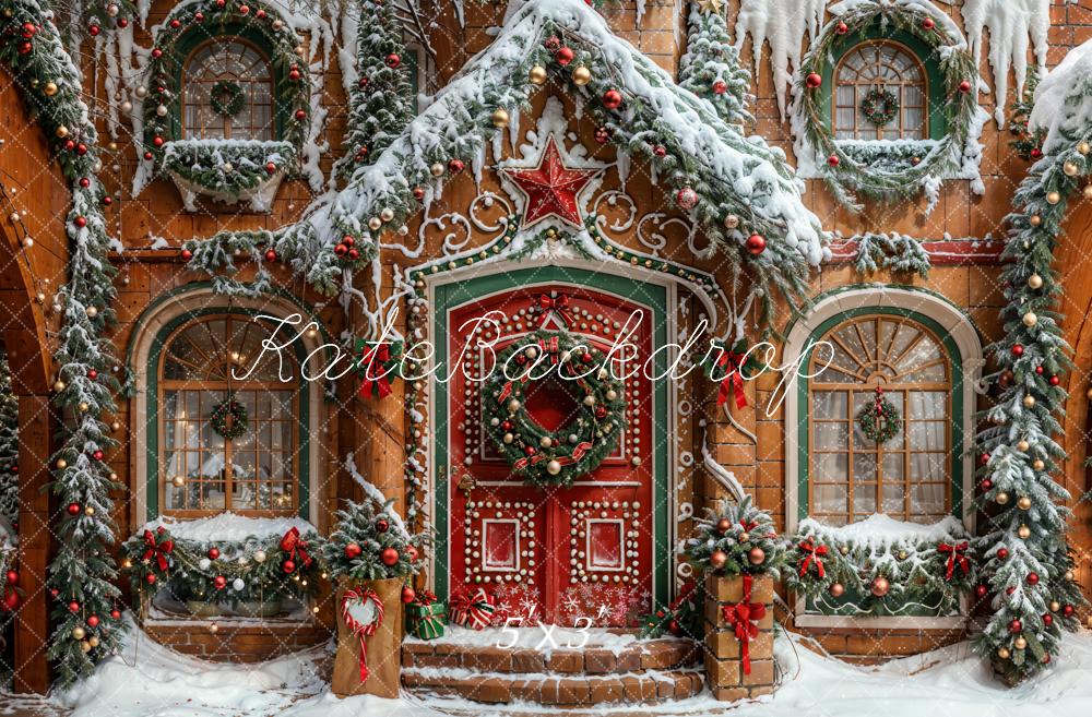 Kate Noël Maison en pain d'épice Marron Toile de fond conçue par Chain Photographie - Kate Backdrop FR