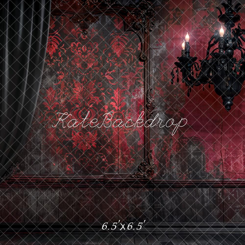 Kate Halloween Rideaux Noir Mur rétro Rouge Toile de fond conçue par Chain Photographie - Kate Backdrop FR