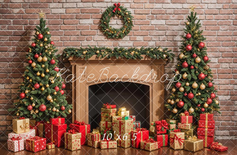 Kate Noël Cheminée Cadeaux Mur de briques Toile de fond conçue par Emetselch - Kate Backdrop FR