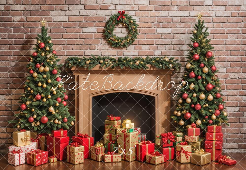 Kate Noël Cheminée Cadeaux Mur de briques Toile de fond conçue par Emetselch - Kate Backdrop FR