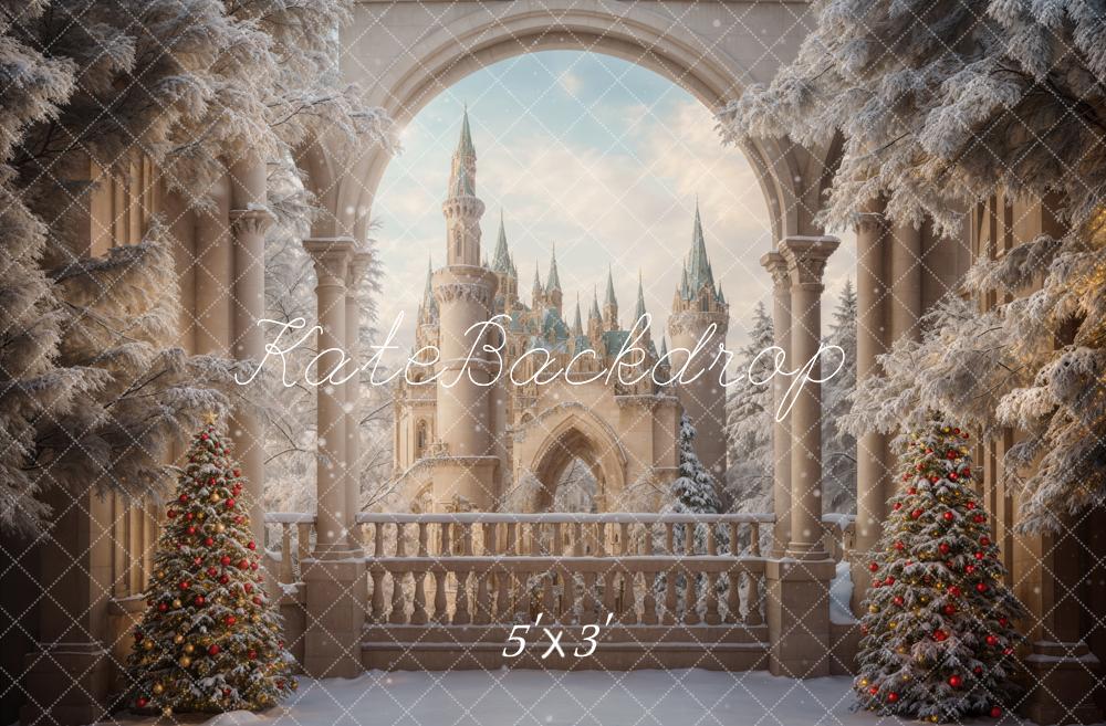 Kate Hiver Noël Fenêtre Château de rêve Toile de fond conçue par Emetselch - Kate Backdrop FR