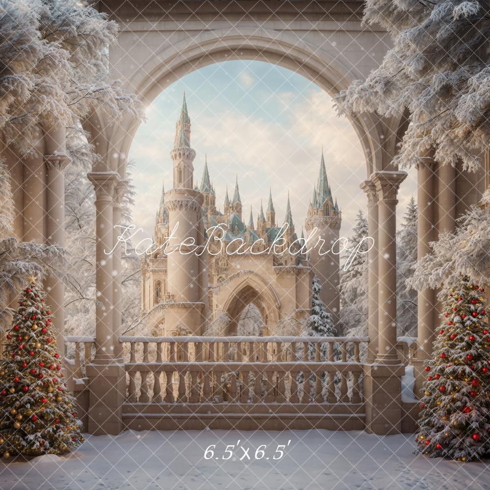 Kate Hiver Noël Fenêtre Château de rêve Toile de fond conçue par Emetselch - Kate Backdrop FR