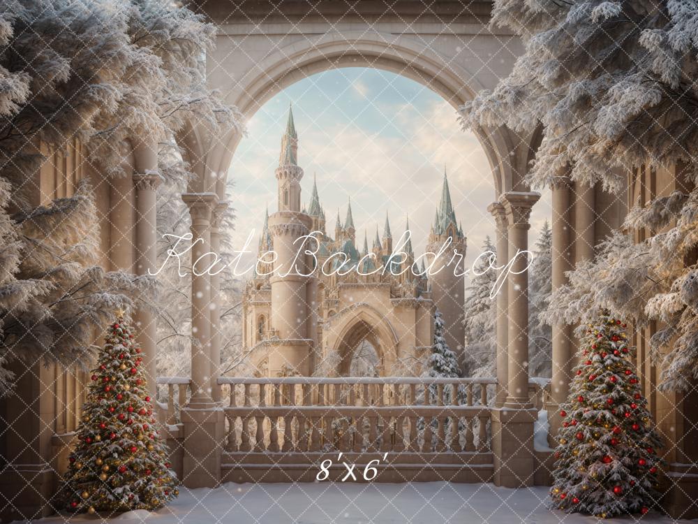 Kate Hiver Noël Fenêtre Château de rêve Toile de fond conçue par Emetselch - Kate Backdrop FR